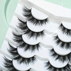 7 Pairs Volumized Crisscross Cat Eye False Eyelashes 5 18mm Wispy 5D Lashes