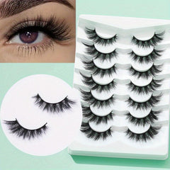 7 Pairs Volumized Crisscross Cat Eye False Eyelashes 5 18mm Wispy 5D Lashes