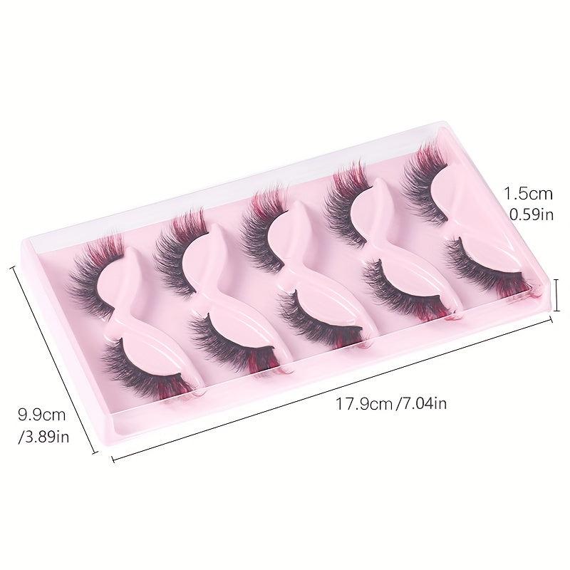 5 Pairs 3D Cat Eye Lashes Winged Fluffy Manga Lashes Natural Curly Long