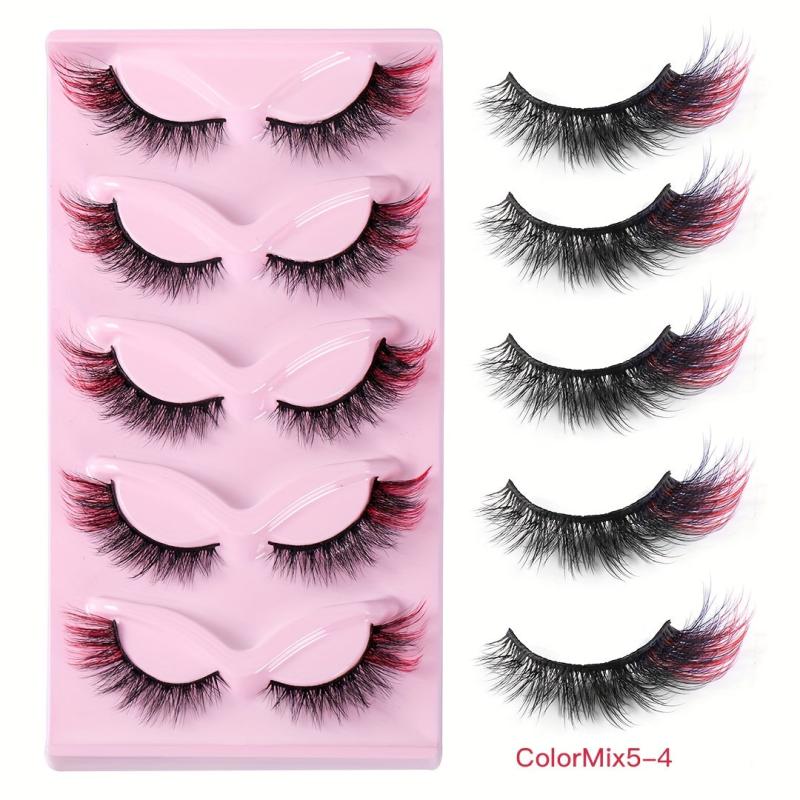 5 Pairs 3D Cat Eye Lashes Winged Fluffy Manga Lashes Natural Curly Long