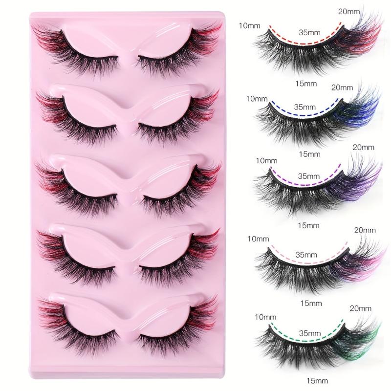 5 Pairs 3D Cat Eye Lashes Winged Fluffy Manga Lashes Natural Curly Long