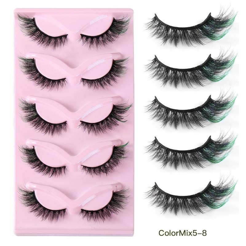 5 Pairs 3D Cat Eye Lashes Winged Fluffy Manga Lashes Natural Curly Long