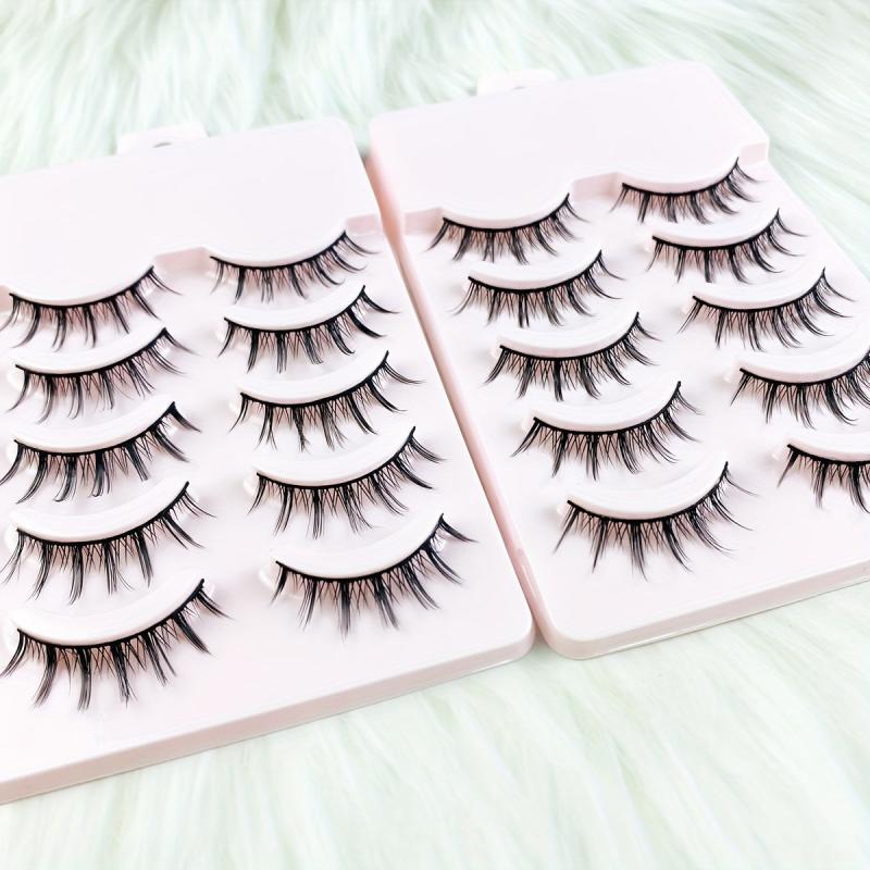 5 Pairs Wispy Doll False Eyelashes Natural Look Faux Mink Fluffy Strip Lashes