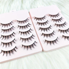 5 Pairs Wispy Doll False Eyelashes Natural Look Faux Mink Fluffy Strip Lashes