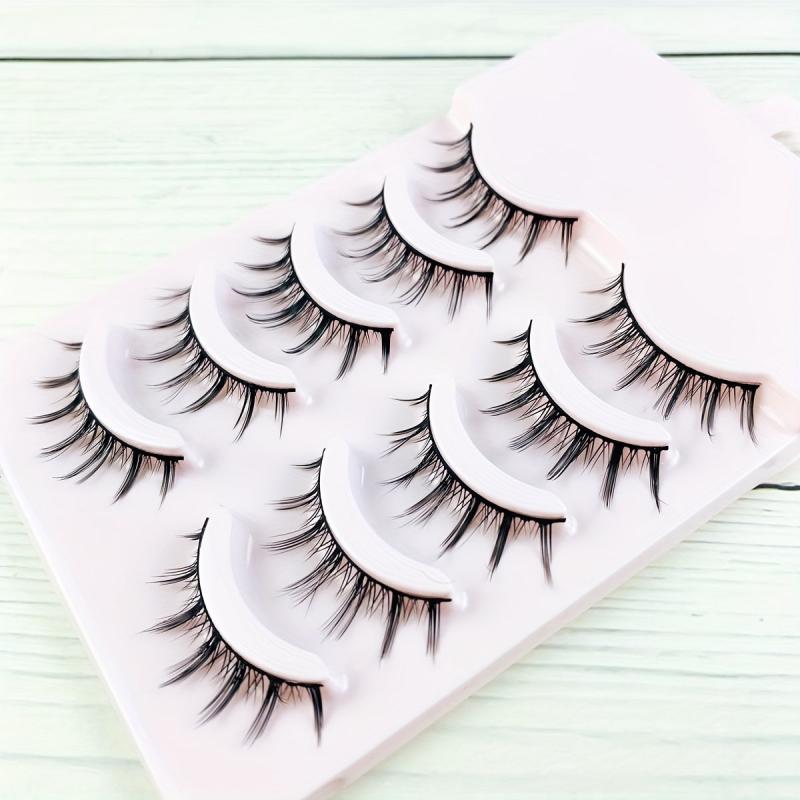 5 Pairs Wispy Doll False Eyelashes Natural Look Faux Mink Fluffy Strip Lashes
