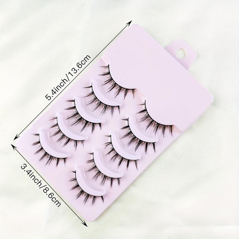5 Pairs Wispy Doll False Eyelashes Natural Look Faux Mink Fluffy Strip Lashes