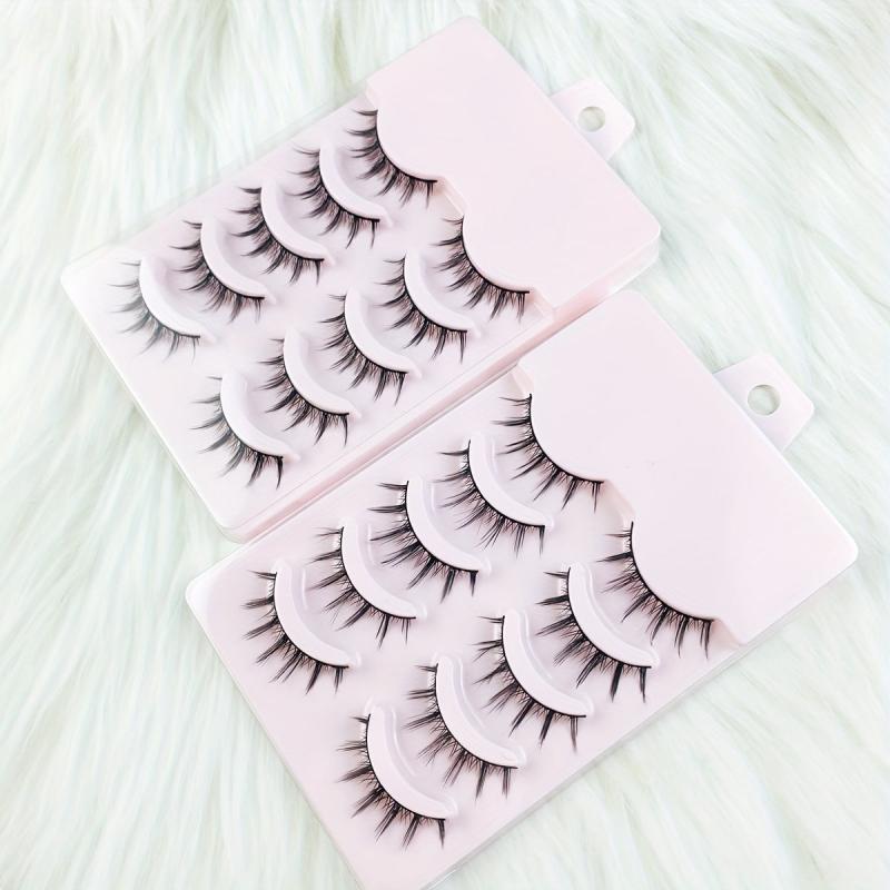 5 Pairs Wispy Doll False Eyelashes Natural Look Faux Mink Fluffy Strip Lashes