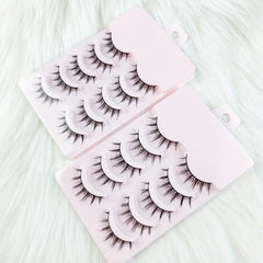 5 Pairs Wispy Doll False Eyelashes Natural Look Faux Mink Fluffy Strip Lashes
