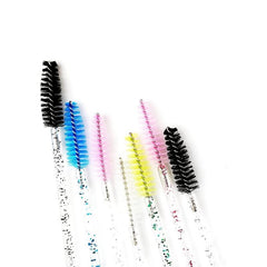 50 Pcs Mascara Brushes Wands Crystal Handle Makeup Tool