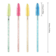 50 Pcs Mascara Brushes Wands Crystal Handle Makeup Tool