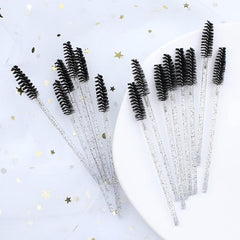 50 Pcs Mascara Brushes Wands Crystal Handle Makeup Tool