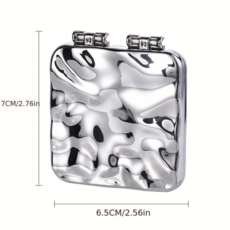 Ripple Pattern Square Mirror Foldable Pocket Makeup Mirror