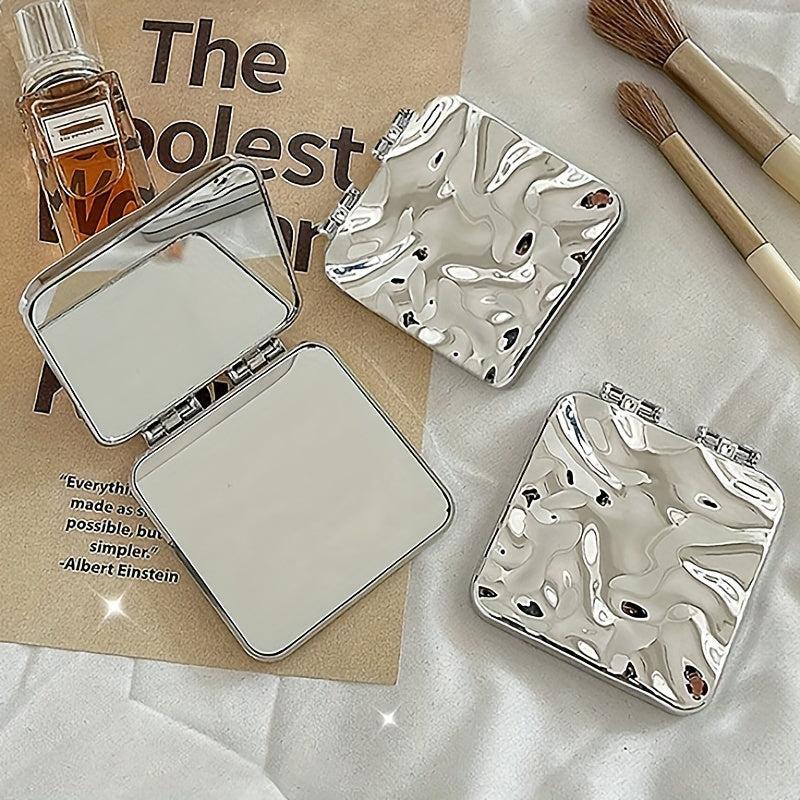 Ripple Pattern Square Mirror Foldable Pocket Makeup Mirror