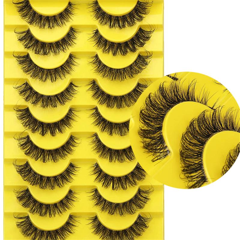 10 Pairs 6D Mink Lashes Natural False Eyelashes Fluffy Soft Wispy Volume