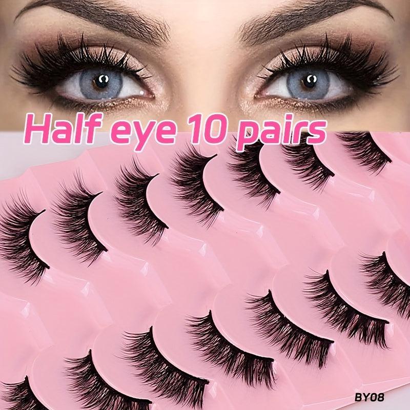 10 Pairs Fox Eye False Eyelashes Faux Mink Lashes
