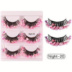 Luminous Sequined False Eyelashes for Dance Party Makeup