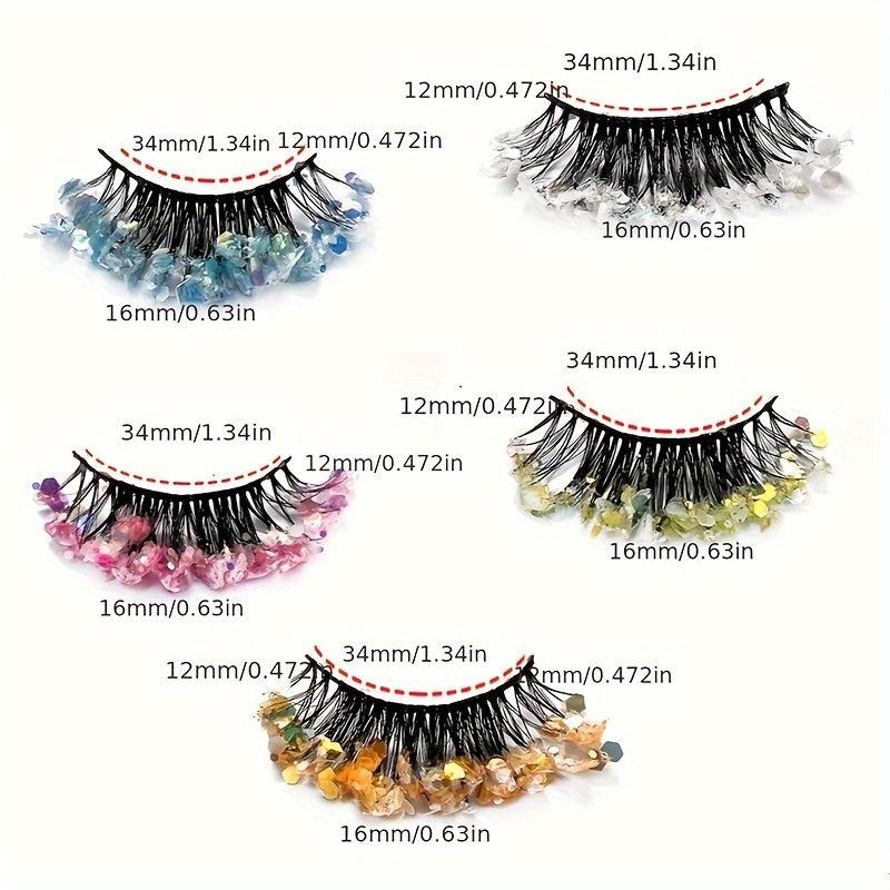 Luminous Sequined False Eyelashes for Dance Party Makeup