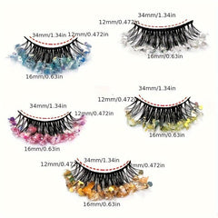 Luminous Sequined False Eyelashes for Dance Party Makeup