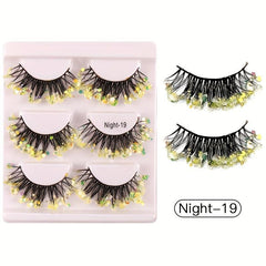 Luminous Sequined False Eyelashes for Dance Party Makeup