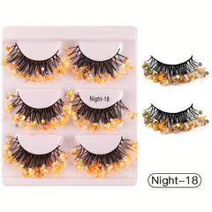 Luminous Sequined False Eyelashes for Dance Party Makeup