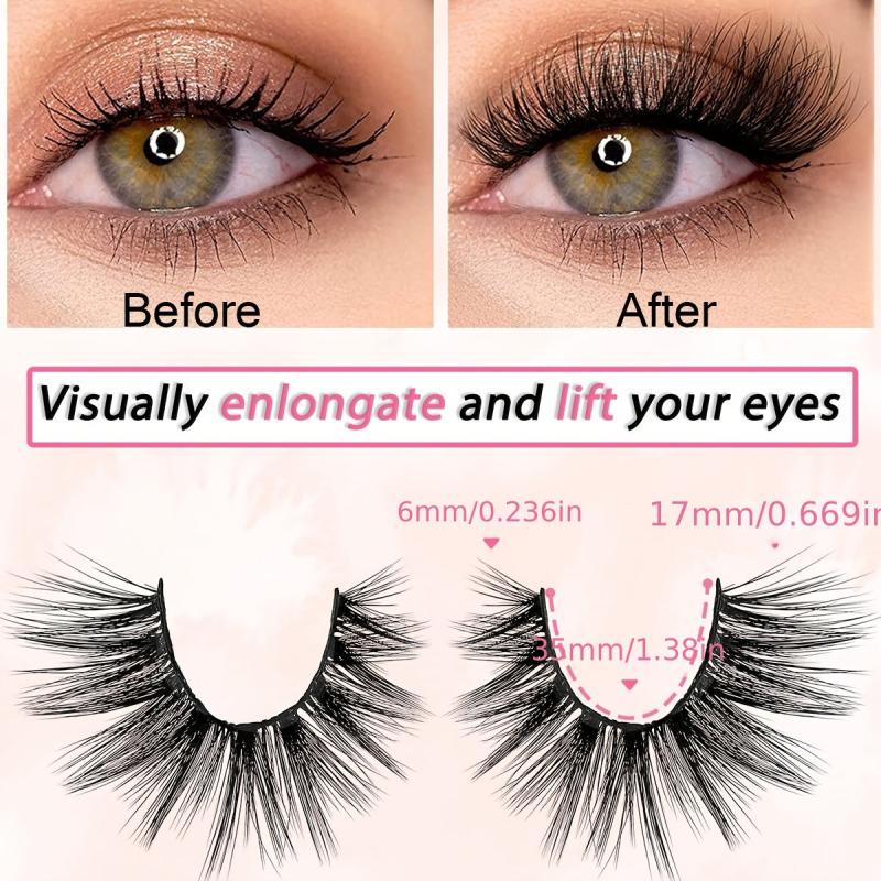 7 Pairs Cat Eye Full Strip False Lashes 17mm Faux Mink Volume Lashes