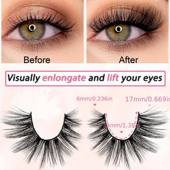 7 Pairs Cat Eye Full Strip False Lashes 17mm Faux Mink Volume Lashes