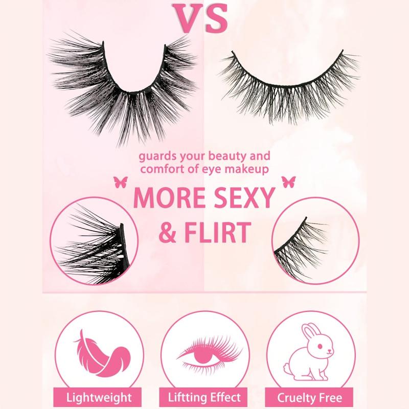 7 Pairs Cat Eye Full Strip False Lashes 17mm Faux Mink Volume Lashes