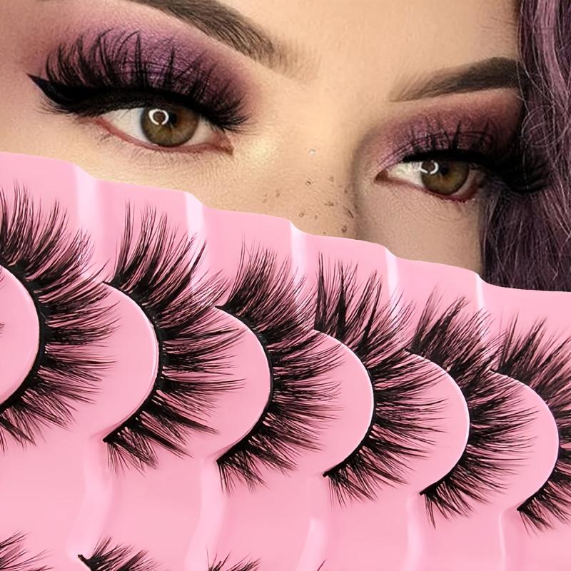 7 Pairs Cat Eye Full Strip False Lashes 17mm Faux Mink Volume Lashes