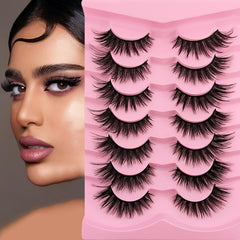 7 Pairs Cat Eye Full Strip False Lashes 17mm Faux Mink Volume Lashes