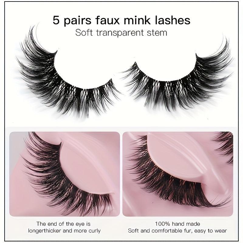 5 Pairs Cat Eye False Eyelashes Natural Thick Curling Eyelashes