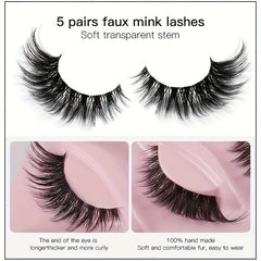 5 Pairs Cat Eye False Eyelashes Natural Thick Curling Eyelashes