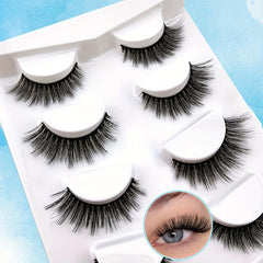 5 Pairs 16mm Cat Eye Wispy Faux Mink Lashes Natural Look False Eyelashes