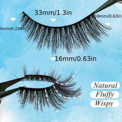 5 Pairs 16mm Cat Eye Wispy Faux Mink Lashes Natural Look False Eyelashes
