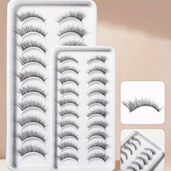 10 Pairs Natural Look False Eyelashes 3D Cat Eye Wispy Lashes