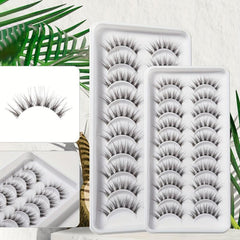 10 Pairs Natural Look False Eyelashes 3D Cat Eye Wispy Lashes