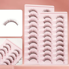 10 Pairs Natural Look False Eyelashes 3D Cat Eye Wispy Lashes
