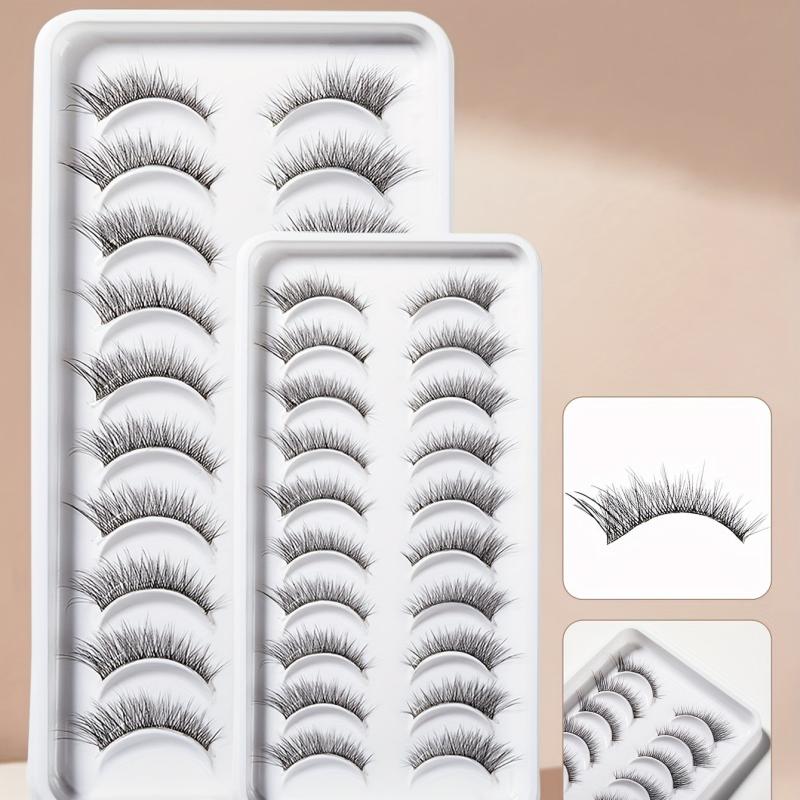 10 Pairs Natural Look False Eyelashes 3D Cat Eye Wispy Lashes