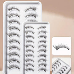 10 Pairs Natural Look False Eyelashes 3D Cat Eye Wispy Lashes