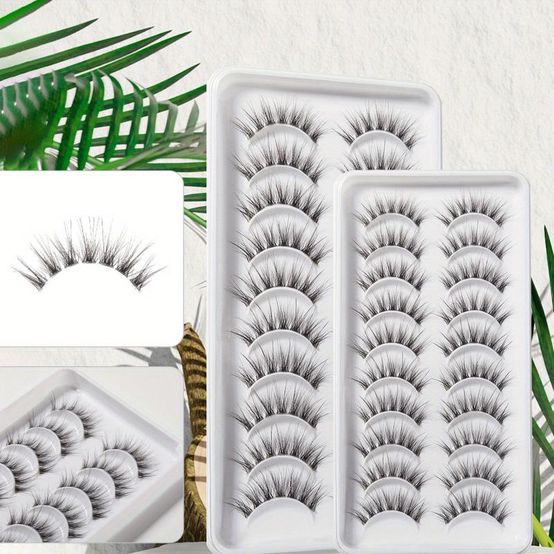 10 Pairs Natural Look False Eyelashes 3D Cat Eye Wispy Lashes