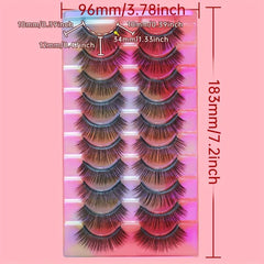 10 Pairs 3D False Eyelashes Slender Long Stage Makeup D Curling Eyelashes