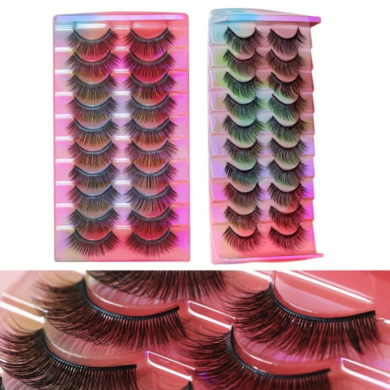 10 Pairs 3D False Eyelashes Slender Long Stage Makeup D Curling Eyelashes