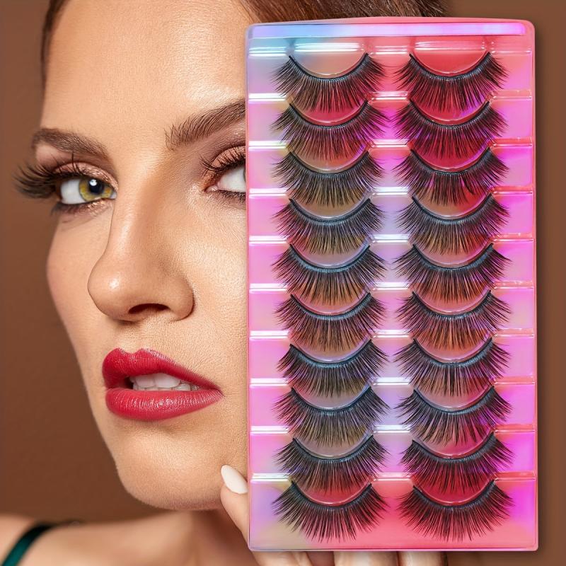 10 Pairs 3D False Eyelashes Slender Long Stage Makeup D Curling Eyelashes