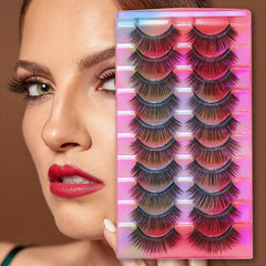 10 Pairs 3D False Eyelashes Slender Long Stage Makeup D Curling Eyelashes