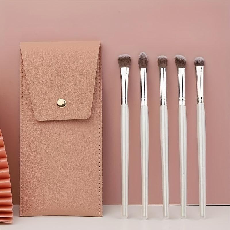 5pcs Eye Shadow Brush Set with Portable Case for Makeup Starters