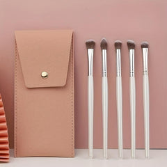 5pcs Eye Shadow Brush Set with Portable Case for Makeup Starters