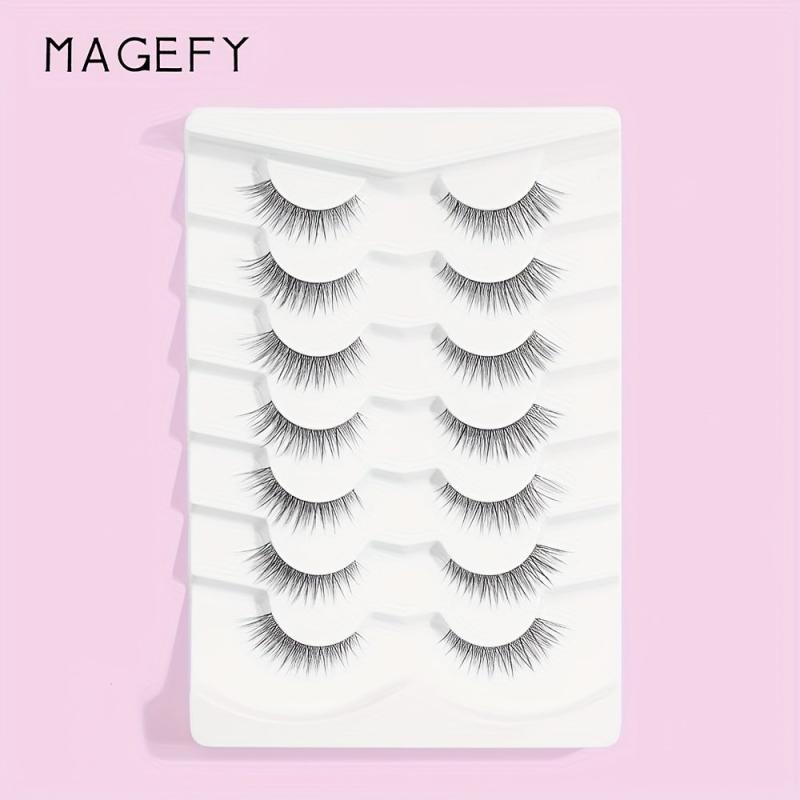 7 Pairs False Eyelashes Thick Curling Lashes Natural Look Fluffy Wispy Lashes