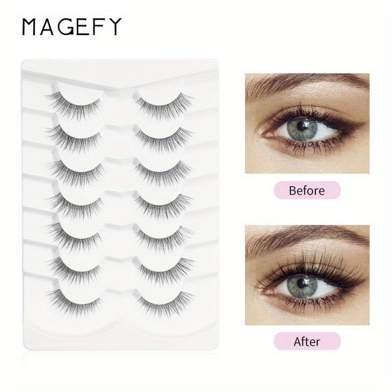 7 Pairs False Eyelashes Thick Curling Lashes Natural Look Fluffy Wispy Lashes