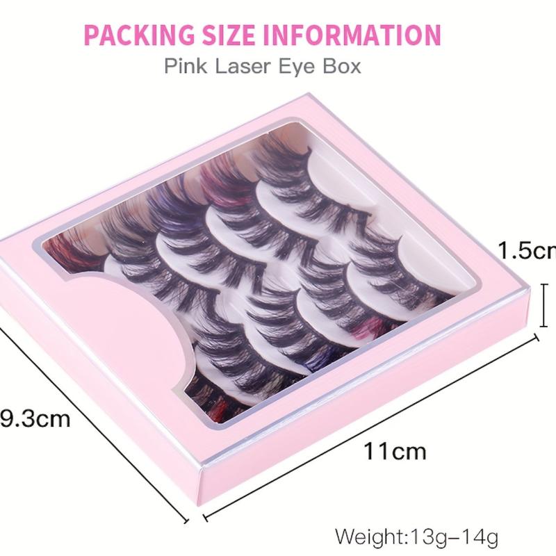 6D Colorful False Eyelashes Faux Mink Hair Curling Multicolor 5 Pairs Lashes