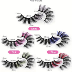 6D Colorful False Eyelashes Faux Mink Hair Curling Multicolor 5 Pairs Lashes