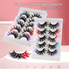 5 Pairs Colored False Eyelashes for Cosplay Masquerade Party